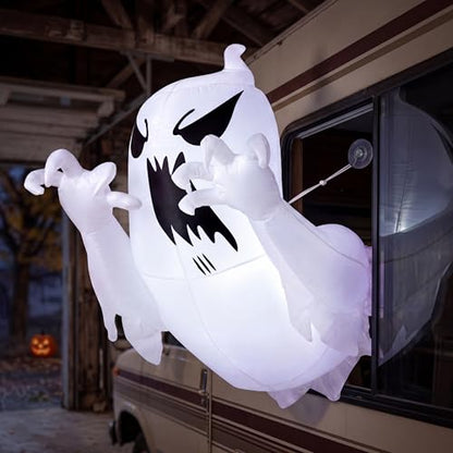 Joiedomi 4.5 FT Halloween Inflatable Scary Flying Ghost Broke Out from Window Inflatable with Build-in LED Blow Up Ghost for Halloween Party Indoor, Outdoor, Yard, Garden, Lawn Decoration