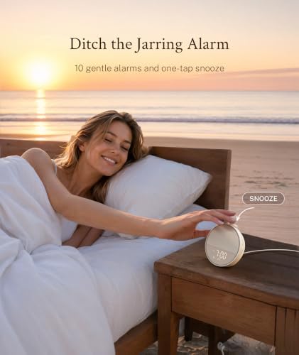 Narelu White Noise Machine Alarm Clock, Phone-Free Bedside Routine | Sound Machine Alarm Clock, 30 Sounds, 10 Gentle Alarm Sounds, Night Light for Adults Heavy Sleepers Baby Bedrooms