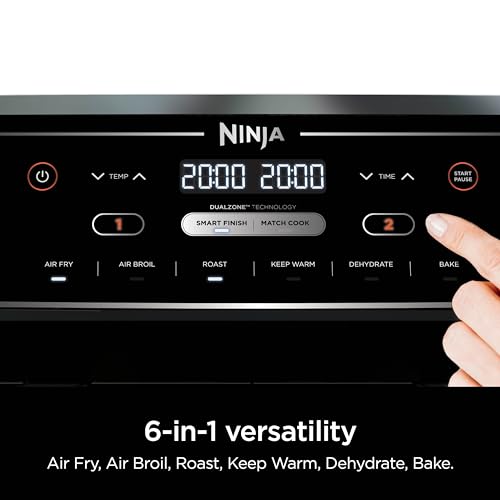 Ninja Foodi Air Fryer, 10 Qt/9.5L DualZone, 6-in-1, Black, DZ302C