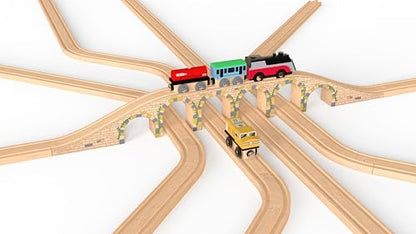 Orbrium Toys 6 Arches Viaduct Bridge for Wooden Railway Track Fits Thomas Trains Brio Set