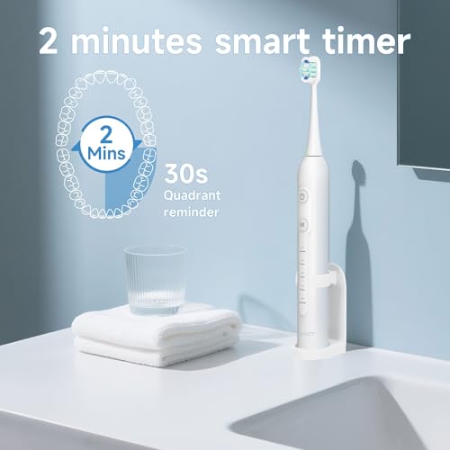 PERECT Sonic Electric Toothbrush for Adults, Rechargeable, 5 Modes, 6 Heads