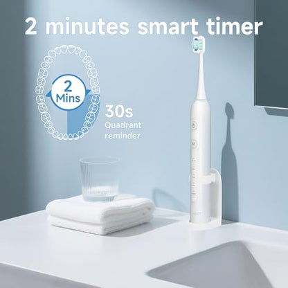 PERECT Sonic Electric Toothbrush for Adults, Rechargeable, 5 Modes, 6 Heads