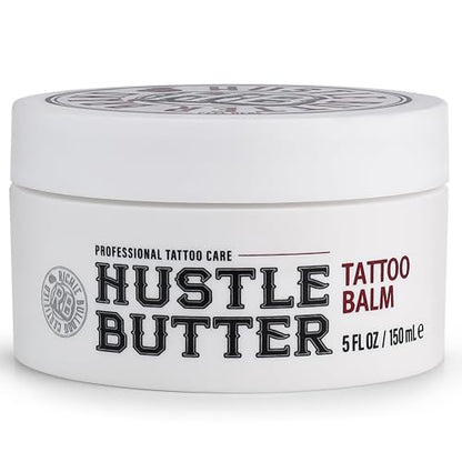 Hustle Butter Tattoo Aftercare 5oz Tattoo Balm, Heals + Protects New Tattoos and Rejuvenates Older Tattoos - 100% Vegan Tattoo Cream No-Petroleum