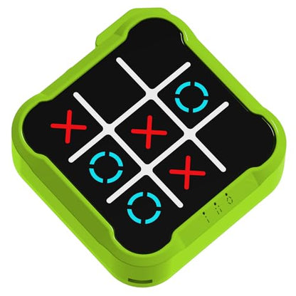 Electronic Tic Tac Toe Game, 4-in-1 Handheld Puzzle Tic Tac Toe Bolt Game, Portable Travel Board Game for Car Ride, Educational Memory Games for Ages 3 for Boys, Green