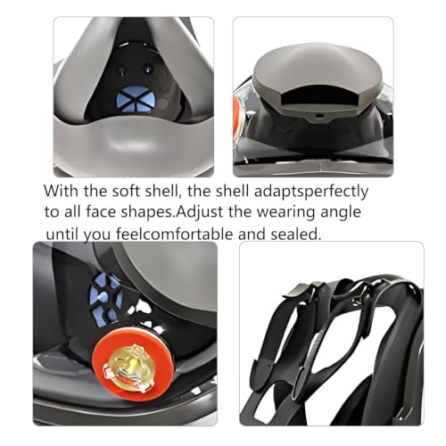 15 in 1 Reusable Half Face Mask, with Filters, Anti-Fog Glasses, Adjustable Headstraps for Anti-Fog, Dust-Proof