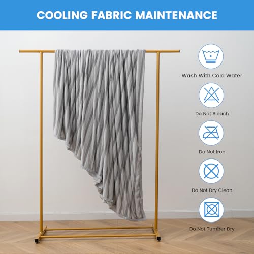 Syalife Cooling Blanket King Size for Hot Sleepers and Flashes, Ultra Thin Lightweight Summer Blankets with Q-Max 0.5 Arc-Chill Fiber, Double Sided (Striped Grey, 108"x 90")