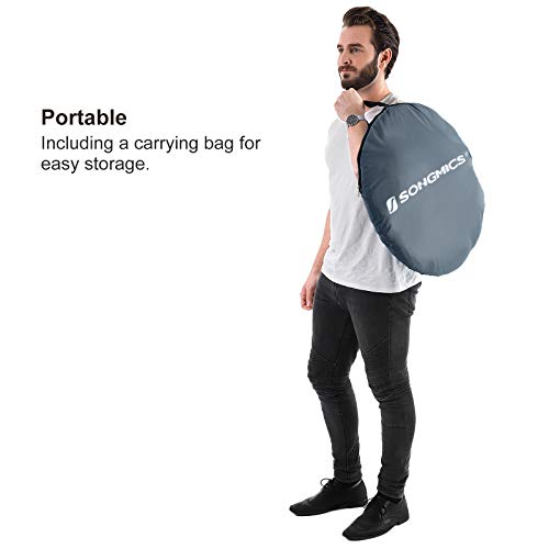 SONGMICS Portable Pop Up Tent, Dressing Room Privacy Shelter, for Outdoor Camping Fishing Beach Shower Toilet, with Zippered Carrying Bag, Dark Grey-Blue GPT01GY