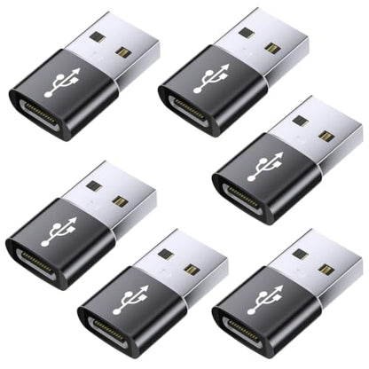 USB to USB-C Adapter, 10Gbps, 6-Pack,Black
