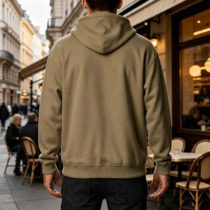 Mens Hoodies Fleece Lined Full Zip Jackets Fall Winter Sweatshirt Khaki
