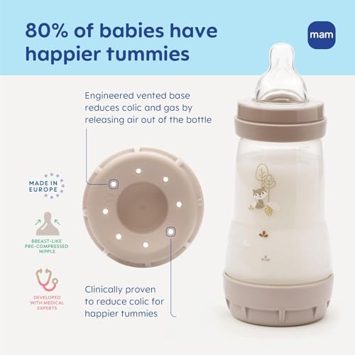 MAM 5oz Easy Start Anti-Colic+ Vented Baby Bottle, 0+ Months, 4 Pack, Boy
