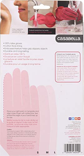 Casabella Premium Waterblock Reusable Household Cleaning Gloves, Medium, Pink