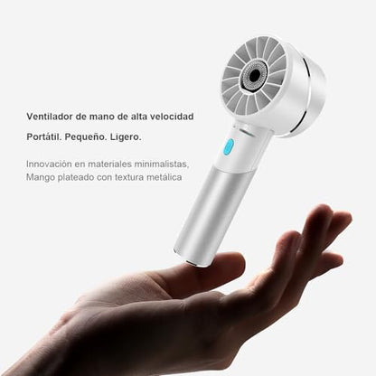 Handheld Fan,7000RPM Turbo Portable Mini Fan with 16H Battery, 4-Speed USB Rechargeable Personal Fan | Metal Alloy Pocket Fan, Travel Essentials for Outdoor, Travel, Office, Home|Summer GiftWhite