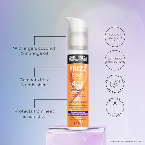 John Frieda Frizz Ease Lightweight Serum for Smoother Hair, Ideal for Fine to Medium Hair (50 mL)