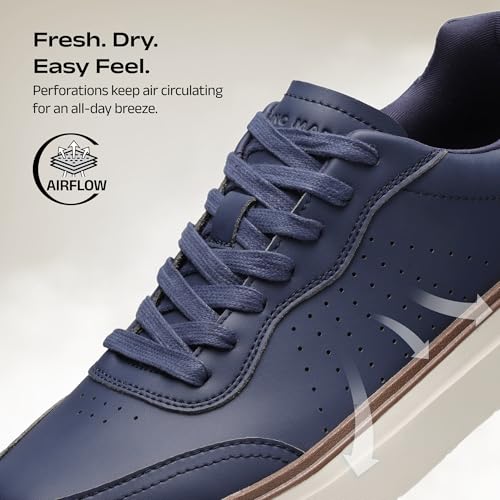 Bruno Marc Men's Leather Sneakers Casual Skate Shoes,Dark Blue,9