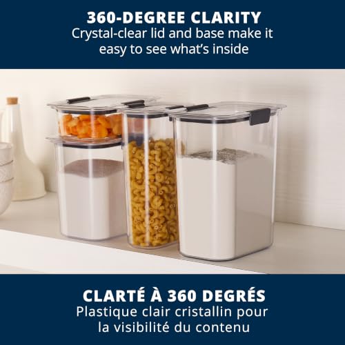 Rubbermaid Brilliance Airtight Food Storage Container | Pantry Storage Container for Flour, Sugar, and Rice | 3.7 L (16 Cup)