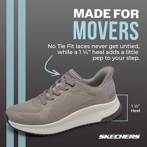 Skechers Men's Hands Free Slip-ins-Bobs Sport Squad Chaos 4 Sneaker, Dark Taupe, 9