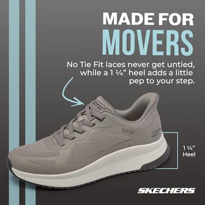 Skechers Men's Hands Free Slip-ins-Bobs Sport Squad Chaos 4 Sneaker, Dark Taupe, 9