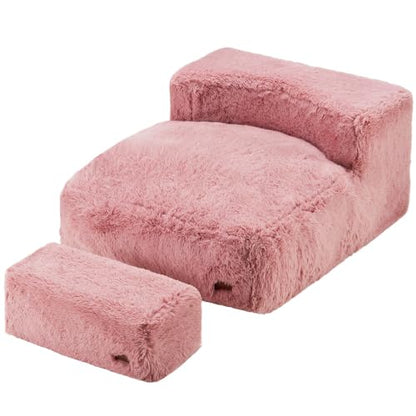 Hobestluk Adult Bean Bag Chair, Lazy Sofa with Ottoman for Relaxing, Pink