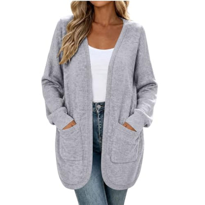 Cotton Cardigans for Women Womens Lightweight Sweater Long Cardigan Sweaters for Women Open Front Sweater Casual Office Outerwear Loose Fit Teacher Lightweight Knit Coat Gray,XL