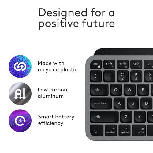 Logitech MX Keys Mini Mac Minimalist Wireless Keyboard Compact - Space Grey