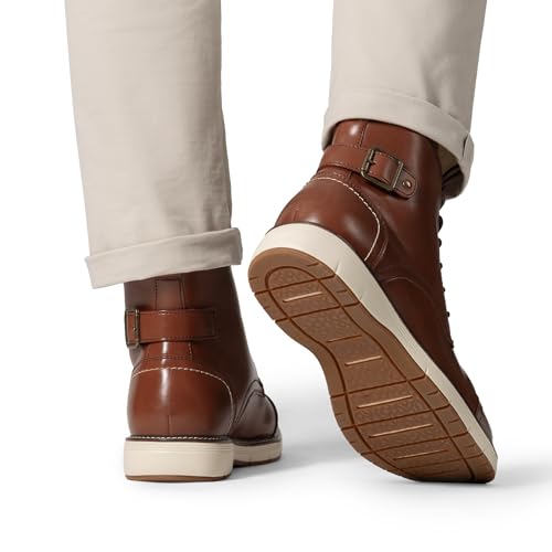 Bruno Marc Men's Motorcycle Combat Dress Boots,Brown,10