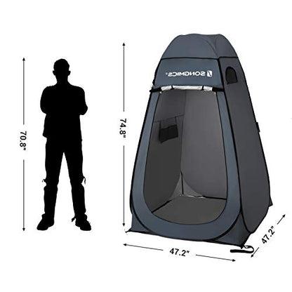 SONGMICS Portable Pop Up Tent, Dressing Room Privacy Shelter, for Outdoor Camping Fishing Beach Shower Toilet, with Zippered Carrying Bag, Dark Grey-Blue GPT01GY