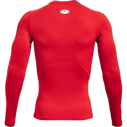 Under Armour Men's Armour HeatGear Compression Long-Sleeve T-Shirt , Red (600)/White, Large
