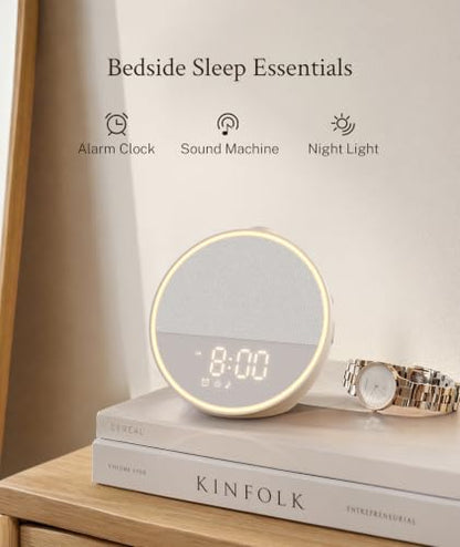 Narelu White Noise Machine Alarm Clock, Phone-Free Bedside Routine | Sound Machine Alarm Clock, 30 Sounds, 10 Gentle Alarm Sounds, Night Light for Adults Heavy Sleepers Baby Bedrooms