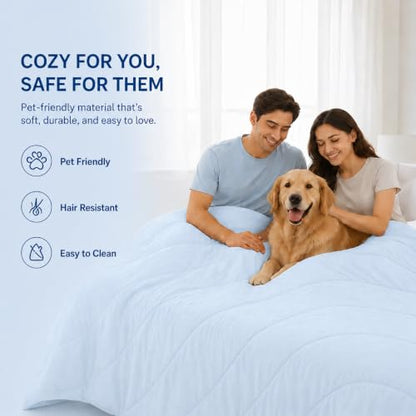 Kmall Cooling Blanket for Hot Sleepers, Reversible 2-Sided Cooling Summer Blanket with Cool-Touch for Night Sweats, Lightweight Breathable Cooling Comforter Full/Queen Size, Blue/Grey 90" x 90"