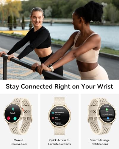 Quican Smart Watch for Women & Men (Android/iPhone), 1.27" Round, Beige