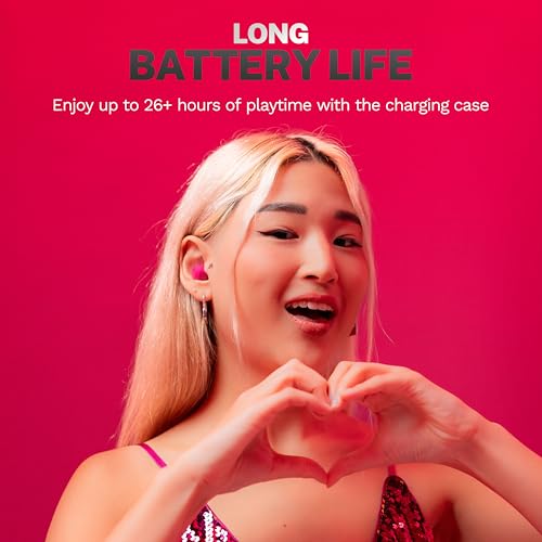 JLab Go Air Pop+ Earbuds, Dual Connect, EQ3 Sound, Dark Pink
