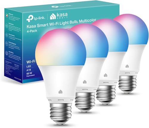 Kasa Multicolor Smart Wi-Fi Light Bulbs KL125P4, A19, 4-Pack