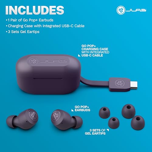 JLab Go Air Pop+ Wireless Bluetooth Headphones - 35h, Violet