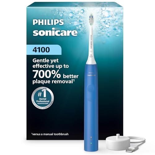 Philips Sonicare 4100 Rechargeable Electric Toothbrush, 1 Brush Head, Blue