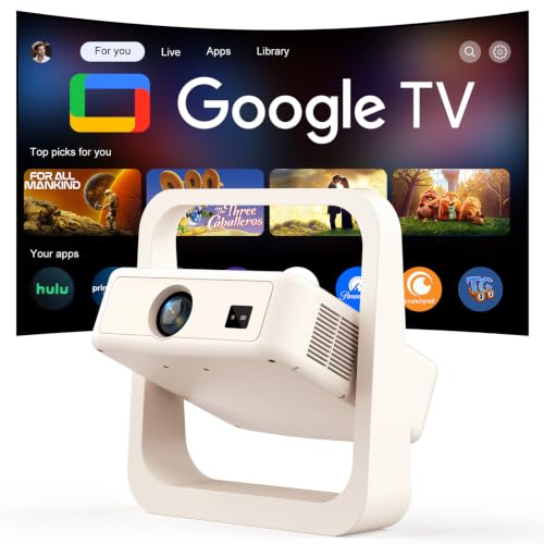 【Upgraded Google TV 14.0】 Smart Projector 4K, Native 1080P Mini Projectors with WiFi6 & Bluetooth, 500ANSI Portable Projecteur with Auto Focus & Keystone, Home Projecteur for Indoor & Outdoor