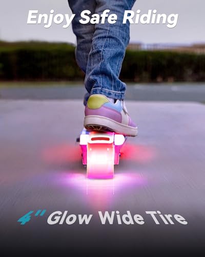 Gyroor KS2 Kids Electric Scooter 5 MPH LED Light Up Wheels Pink | 5 MPH safe speed, LED light-up wheels, Pink finish, Adjustable height design, Easy kick-start motor