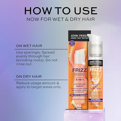 John Frieda Frizz Ease Lightweight Serum for Smoother Hair, Ideal for Fine to Medium Hair (50 mL)