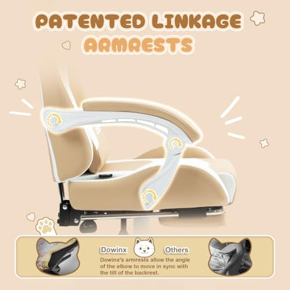 Dowinx Cat Ear Gaming Chair for Adults, Ergonomic Computer Chair with Massage Lumbar Support, Reclining Gamer Chair with Footrest and Headrest, 290 lbs