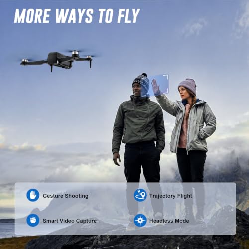 2K Video Drone with Camera for Adults, LCD Screen Remote Controller, 36 Min Flight Time, CHUBORY A68 Foldable Drone, 90° Adjustable Camera, Optical Flow Hover, 2 Batteries, Headless Mode, 3 Speed, Gesture Photo Video, App Control, 8GB MicroSD Card