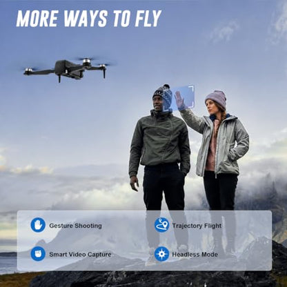 2K Video Drone with Camera for Adults, LCD Screen Remote Controller, 36 Min Flight Time, CHUBORY A68 Foldable Drone, 90° Adjustable Camera, Optical Flow Hover, 2 Batteries, Headless Mode, 3 Speed, Gesture Photo Video, App Control, 8GB MicroSD Card