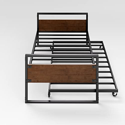 ZINUS Suzanne Bamboo and Metal Daybed with Trundle/Mattress Foundation with Steel Slat Support/Easy Assembly, Twin