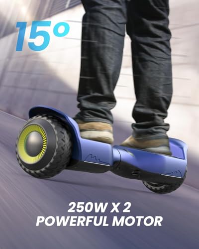 Gyroor G13 Hoverboard for Kids & Adults, All-Terrain Self Balancing Scooter | 250W dual motors, 7.75 MPH, climbs 15-degree slopes, 6.5-inch off-road tires, music player, LED lights, 176 lbs, ages 6-12