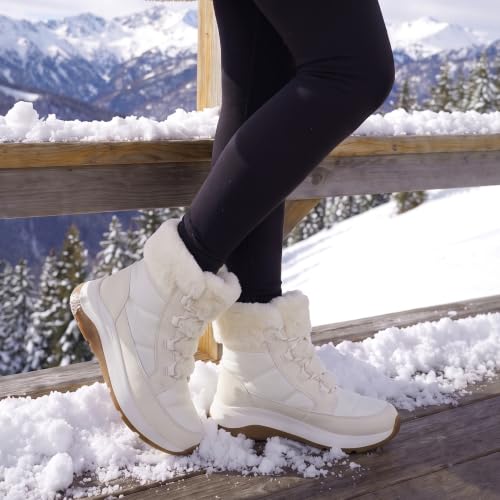 DREAM PAIRS Women's Waterproof Ankle Winter Snow Boots,Off-White,7