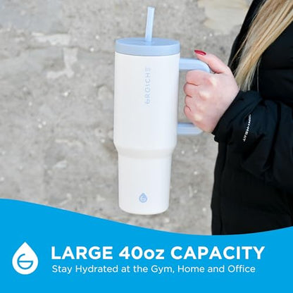 GROSCHE Aspen Insulated Tumbler with Straw & Lid, 40oz, Frost White