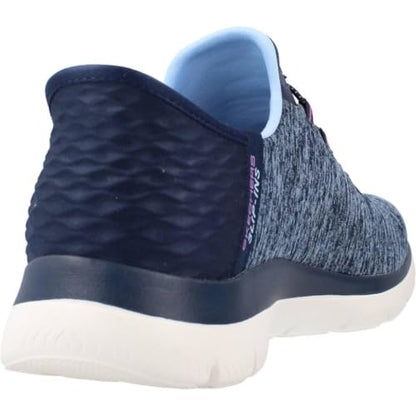 Skechers Women's Summits Hands-Free Slip-Ins – Memory Foam Insole, Heel Pillow, Vegan Materials Sneaker, Navy Purple