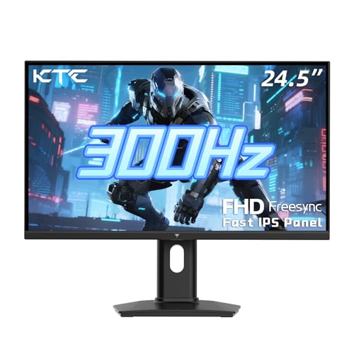 KTC 24.5 Inch 300Hz Gaming Monitor - 240Hz FHD 1080P Fast IPS PC Monitor Gaming 1ms, Adaptive Sync, HDR, Monitors Gamer with Display Port1.4x1 HDMI 2.0x2, 119% sRGB, VESA Mount, DP Cable, H25Y7