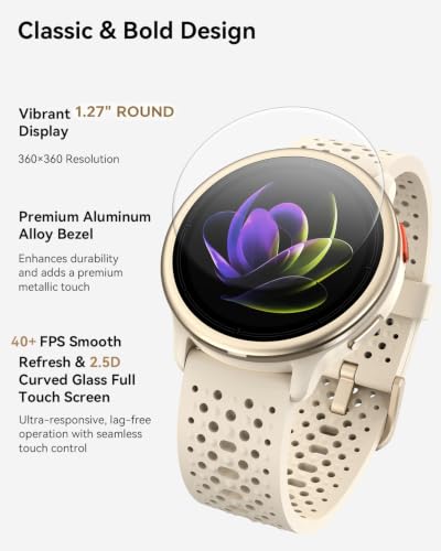 Quican Smart Watch for Women & Men (Android/iPhone), 1.27" Round, Beige