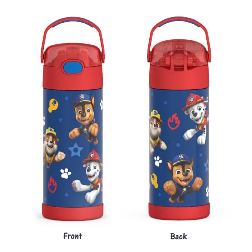 THERMOS FUNTAINER Water Bottle with Straw, 14oz, Paw Patrol Boy | Kids Stainless Steel Insulated Water Bottle, Keeps Drinks Cold Longer for School & Play, BPA-Free