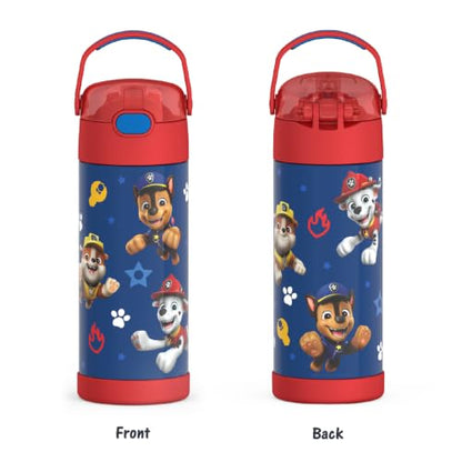 THERMOS FUNTAINER Water Bottle with Straw, 14oz, Paw Patrol Boy | Kids Stainless Steel Insulated Water Bottle, Keeps Drinks Cold Longer for School & Play, BPA-Free