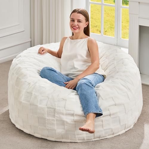 Hobestluk Large Bean Bag Chairs 3FT Big Adults BeanBag Chairs Plaid Cover